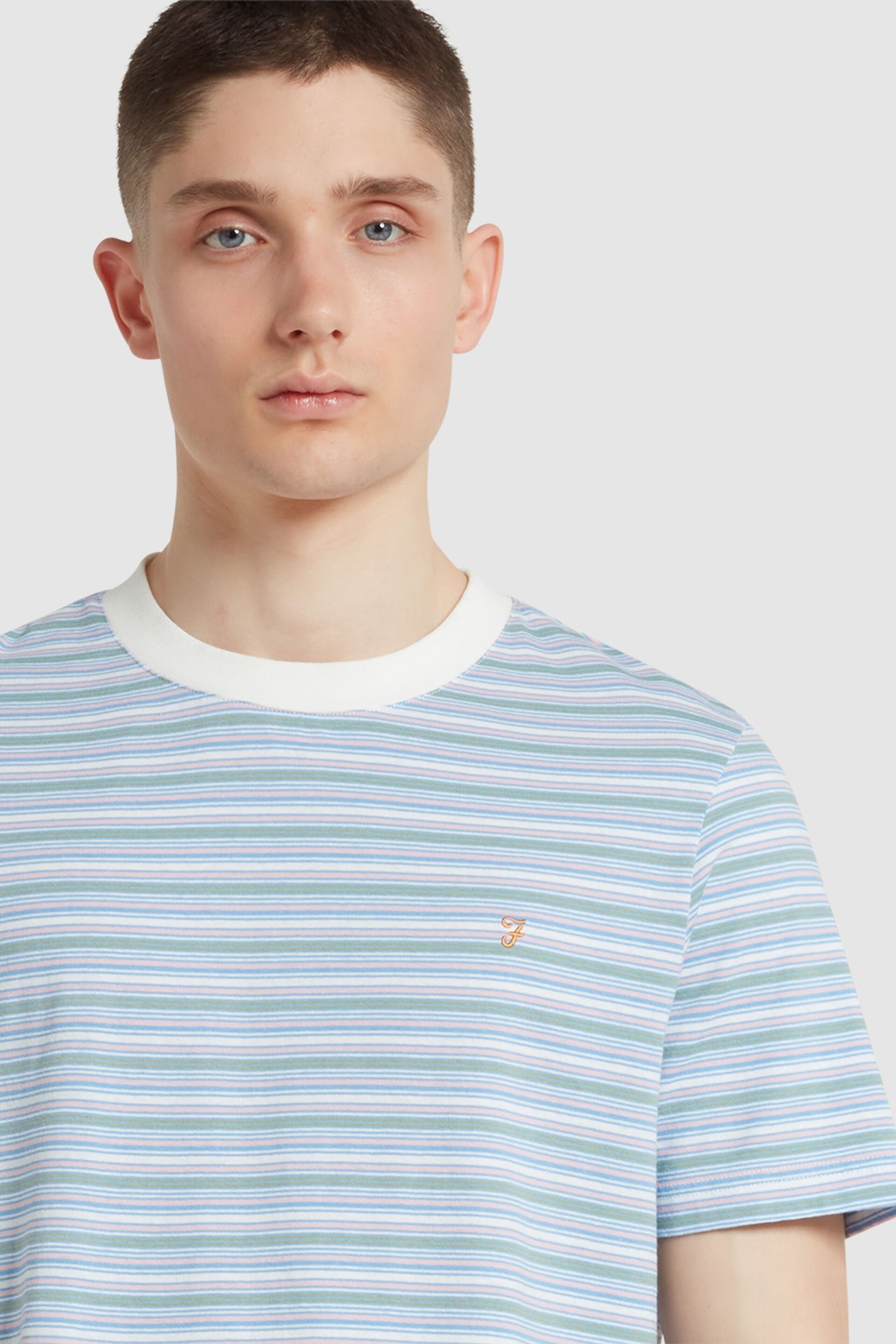 Farah Blue Danny Stripe Short Sleeve T-Shirt - Image 4 of 4