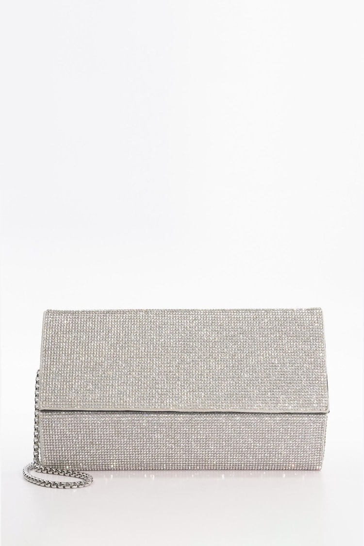 Dune London Silver Ballads Structured Foldover Clutch Bag - Image 1 of 5