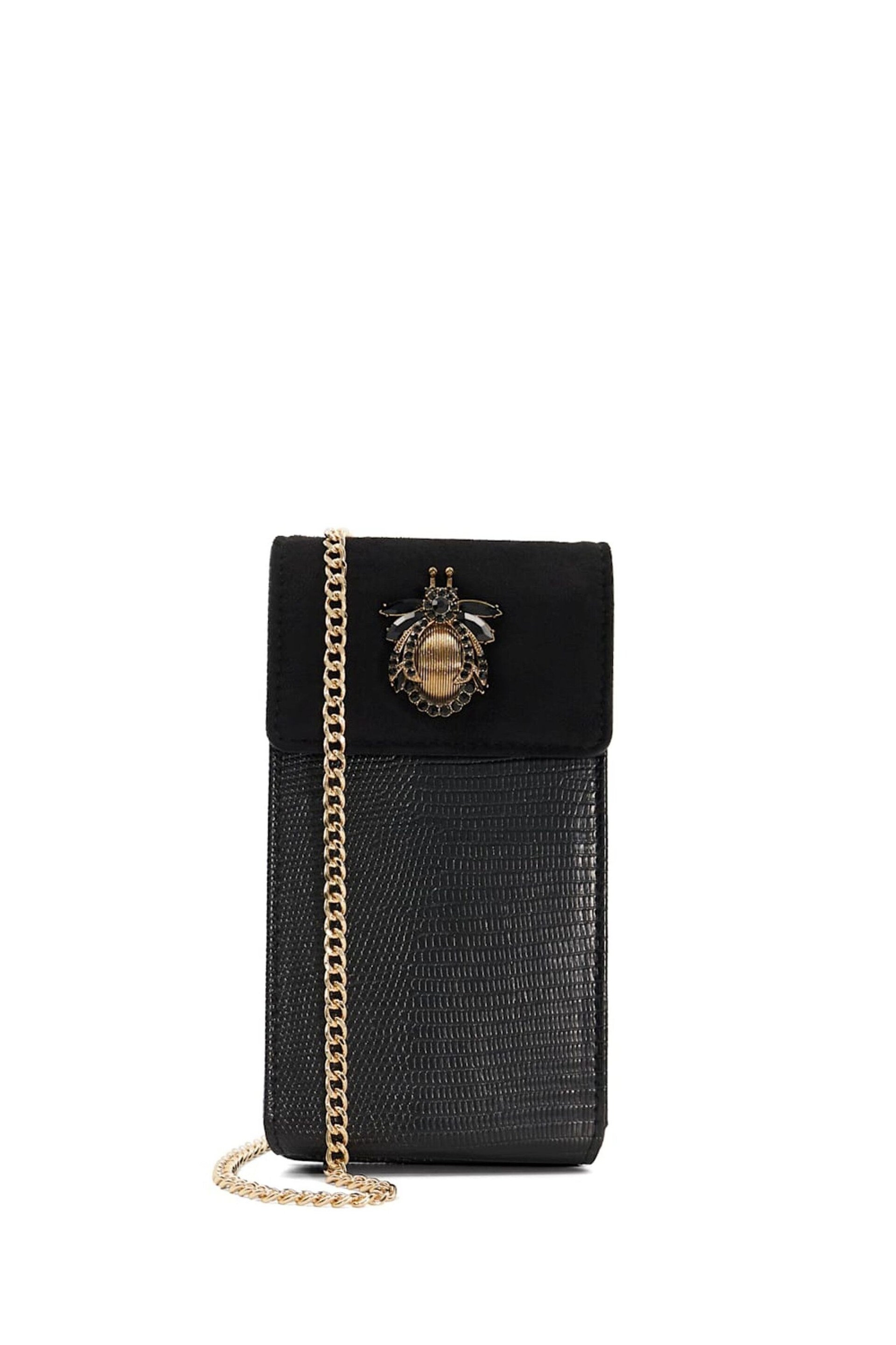 Dune London Black Saskias Bug Trim Phone Cross-Body Bag - Image 3 of 7