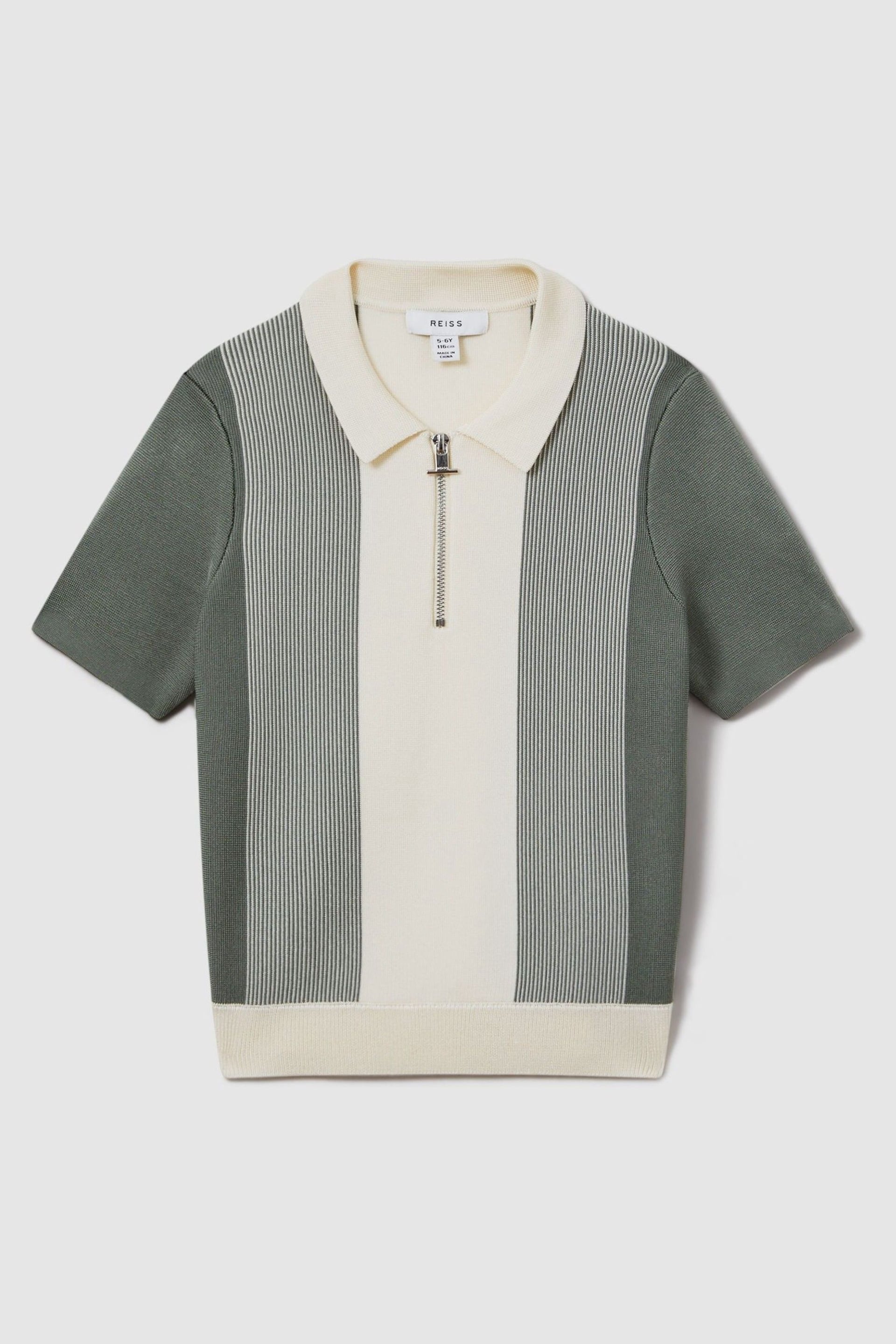 Reiss Sage Milton Senior Half-Zip Striped Polo Shirt - Image 2 of 4