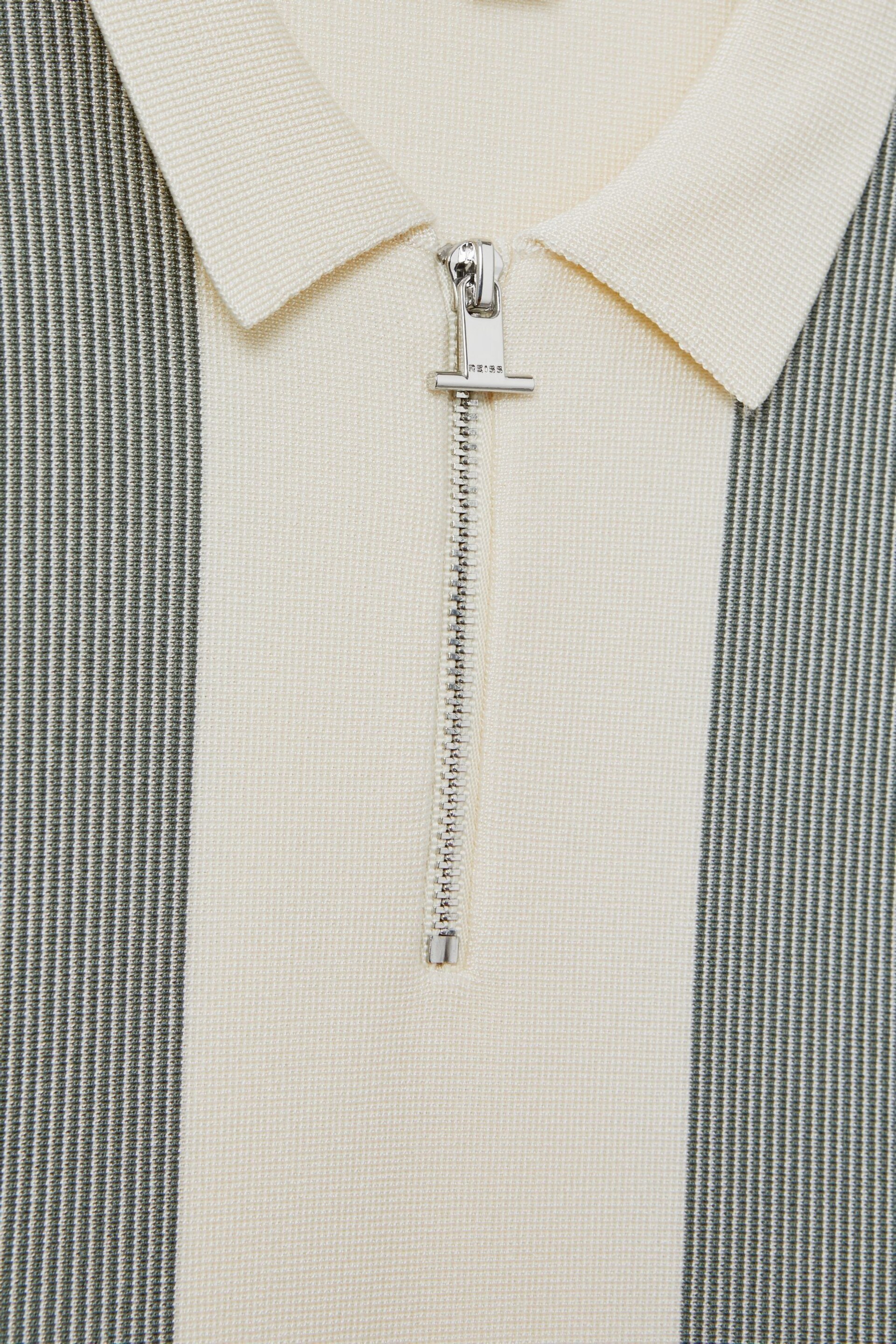 Reiss Sage Milton Senior Half-Zip Striped Polo Shirt - Image 4 of 4