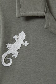 Reiss Sage/White Thar Junior Cotton Reptile Patch Cuban Collar Shirt - Image 4 of 4
