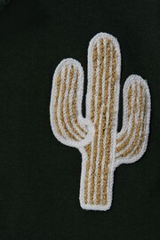 Reiss Dark Green Stan Junior Cotton Cactus Patch Cuban Collar Shirt - Image 4 of 4