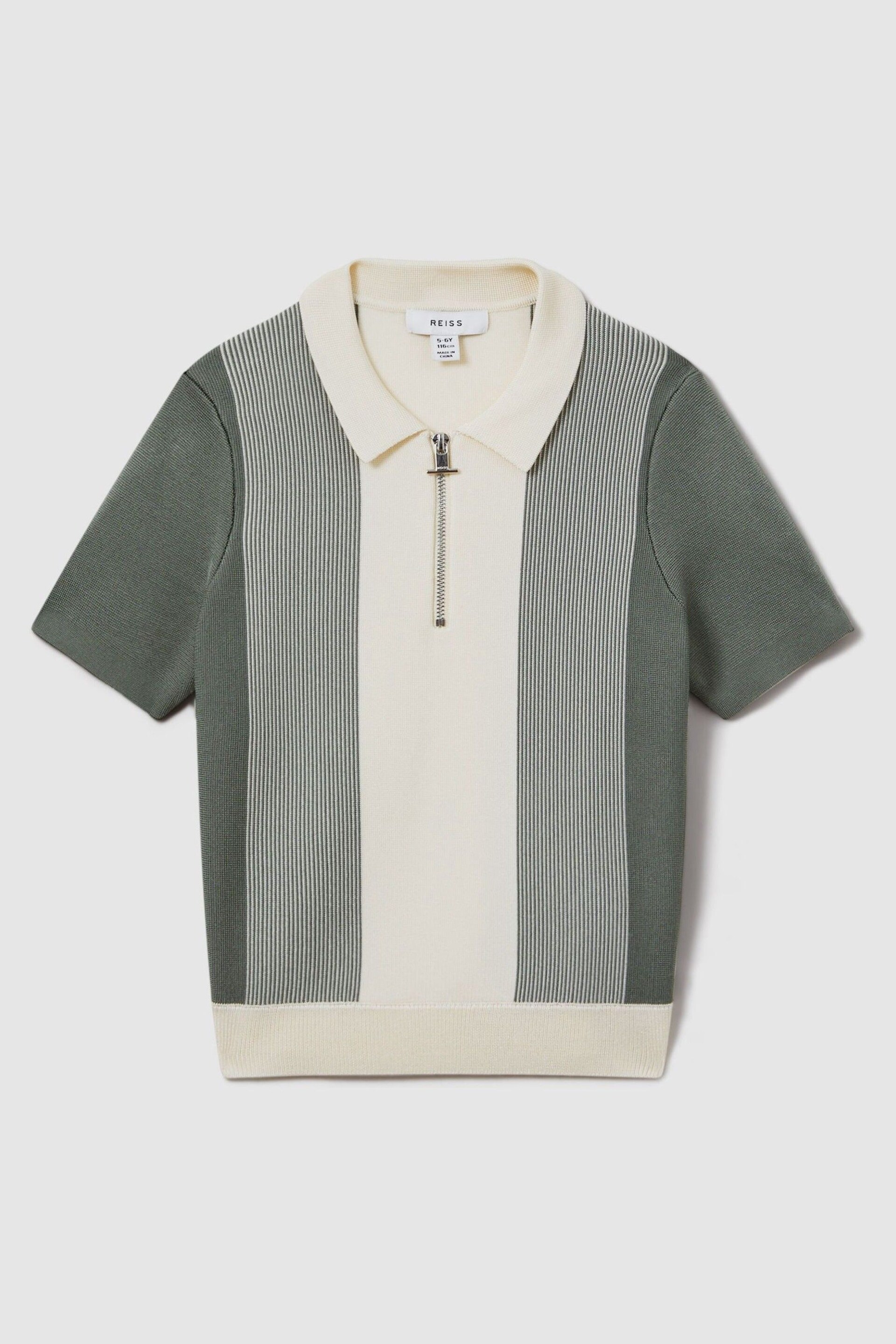 Reiss Sage Milton Junior Half-Zip Striped Polo Shirt - Image 2 of 4