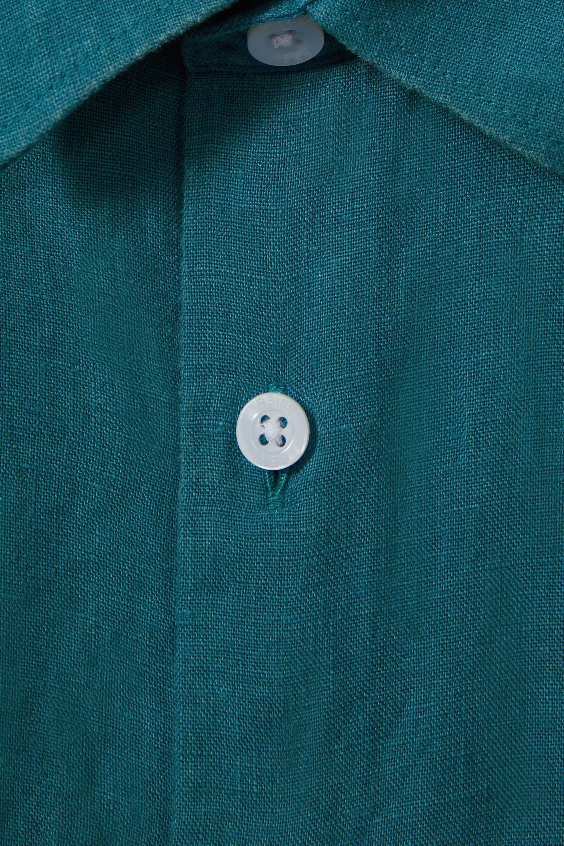 Reiss Seafoam Holiday Junior Short Sleeve Linen Shirt - Image 4 of 4