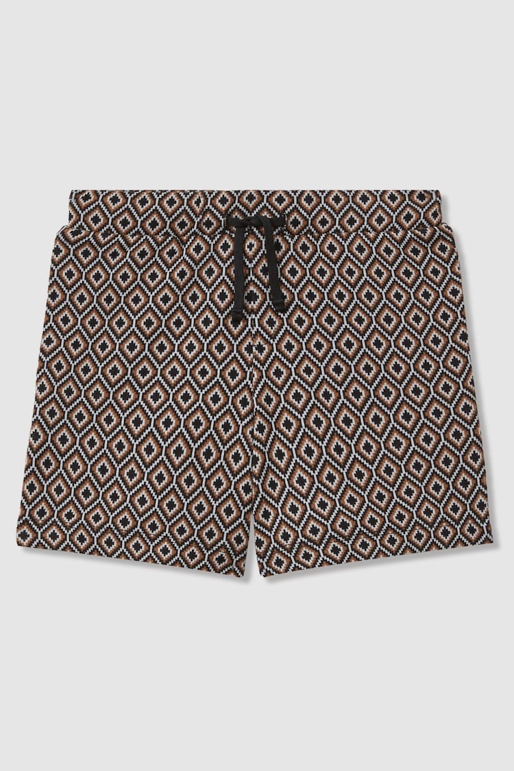 Reiss Tobacco Multi Karoo Junior Drawstring Aztec Shorts - Image 2 of 4