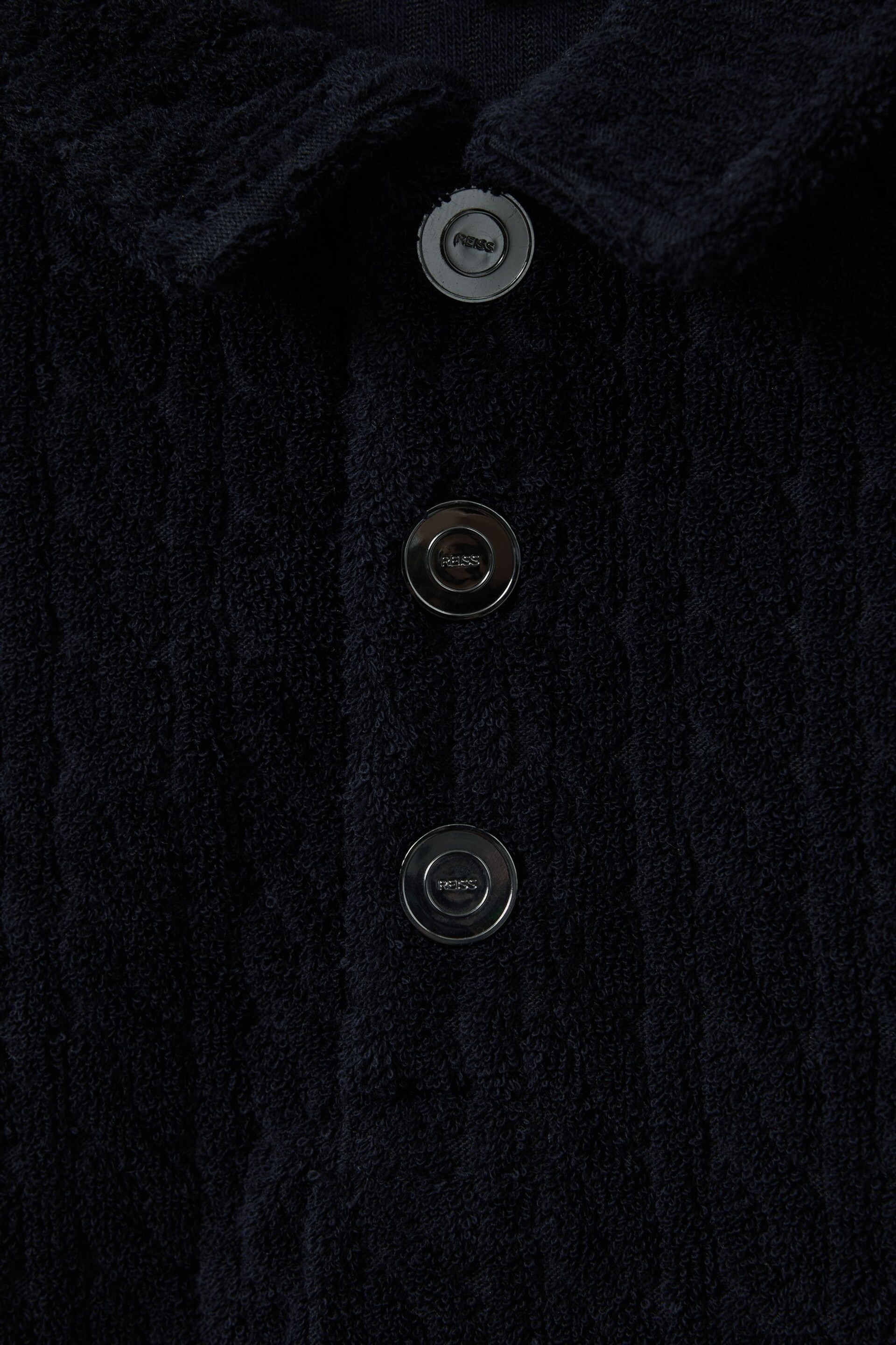 Reiss Navy Iggy Teen Towelling Polo Shirt - Image 4 of 4