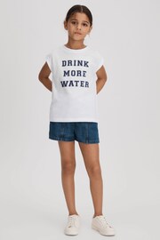 Reiss Ivory Tereza Teen Slogan Crew Neck T-Shirt - Image 2 of 4