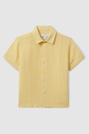 Reiss Melon Holiday Teen Short Sleeve Linen Shirt - Image 1 of 3