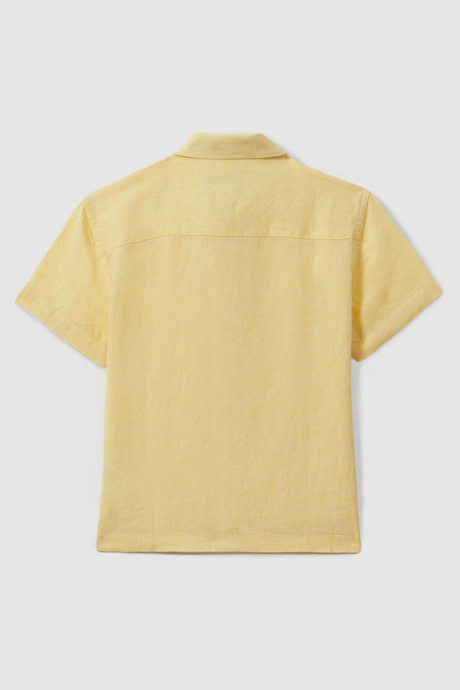 Reiss Melon Holiday Teen Short Sleeve Linen Shirt - Image 2 of 3