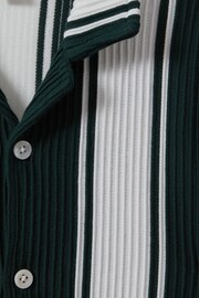 Reiss Green/White Alton Teen Ribbed Cuban Collar Shirt - Image 4 of 4