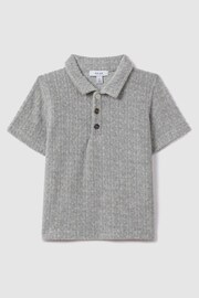 Reiss Soft Grey Iggy Teen Towelling Polo Shirt - Image 1 of 4