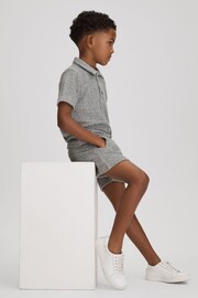 Reiss Soft Grey Iggy Teen Towelling Polo Shirt - Image 3 of 4