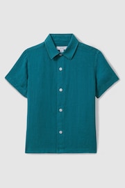 Reiss Seafoam Holiday Senior Short Sleeve Linen Shirt - Image 2 of 4