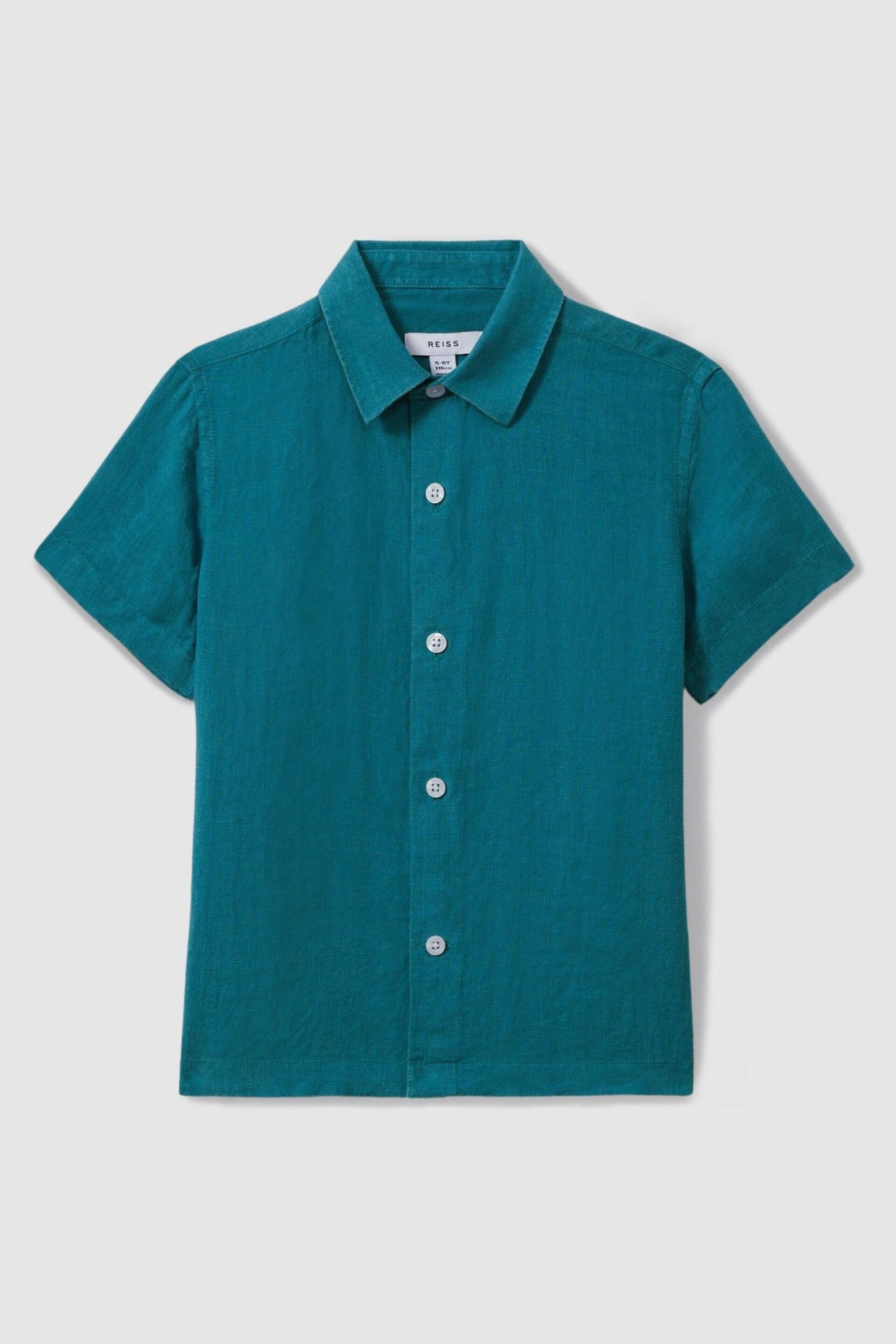 Reiss Seafoam Holiday Senior Short Sleeve Linen Shirt - Image 2 of 4