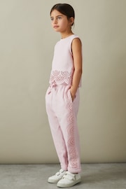 Reiss Pink Sophie Junior Cotton Broderie Top Co-Ord - Image 1 of 4