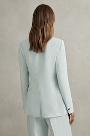 Reiss Blue Lori Petite Viscose-Linen Double Breasted Suit Blazer - Image 5 of 7