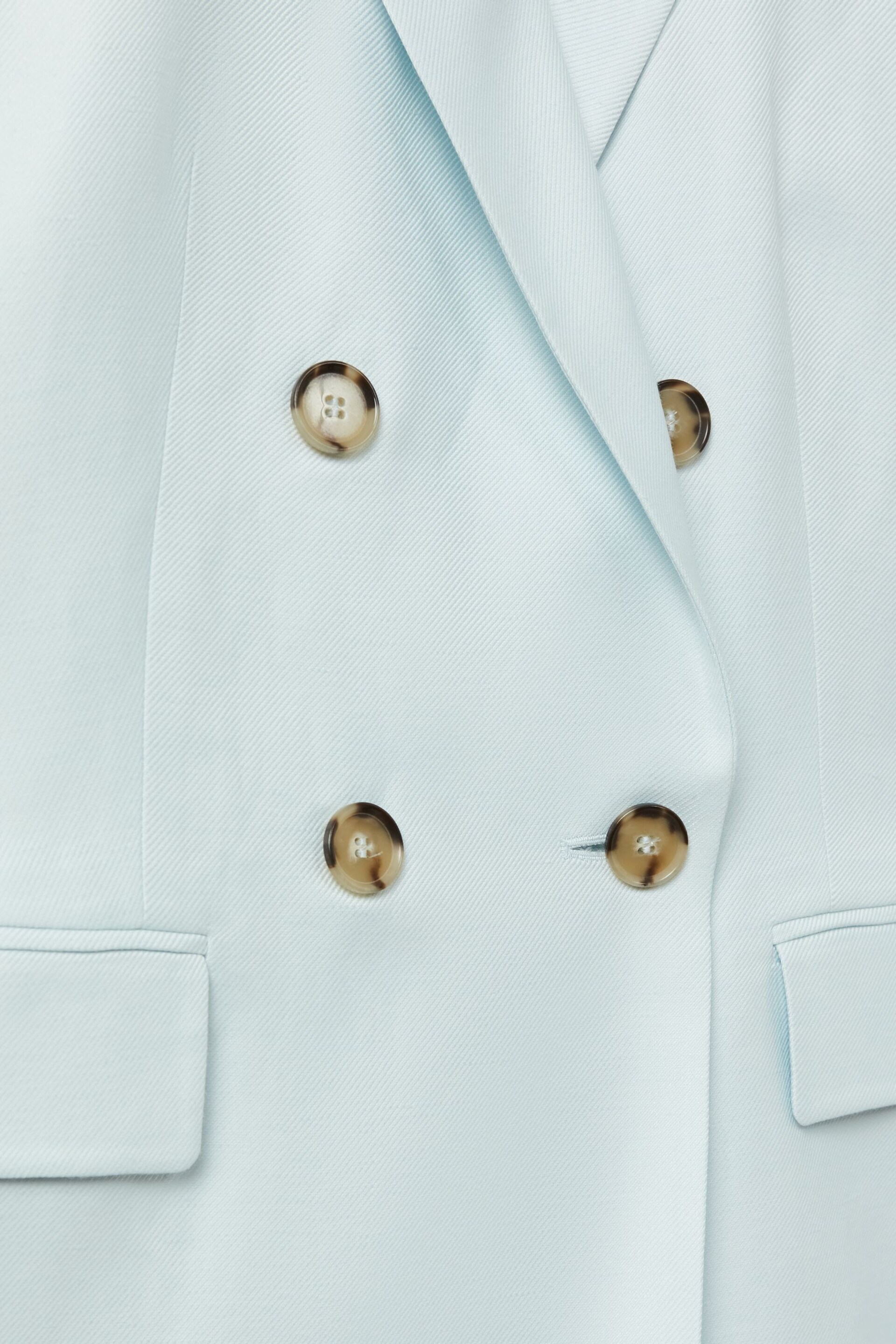Reiss Blue Lori Petite Viscose-Linen Double Breasted Suit Blazer - Image 6 of 7