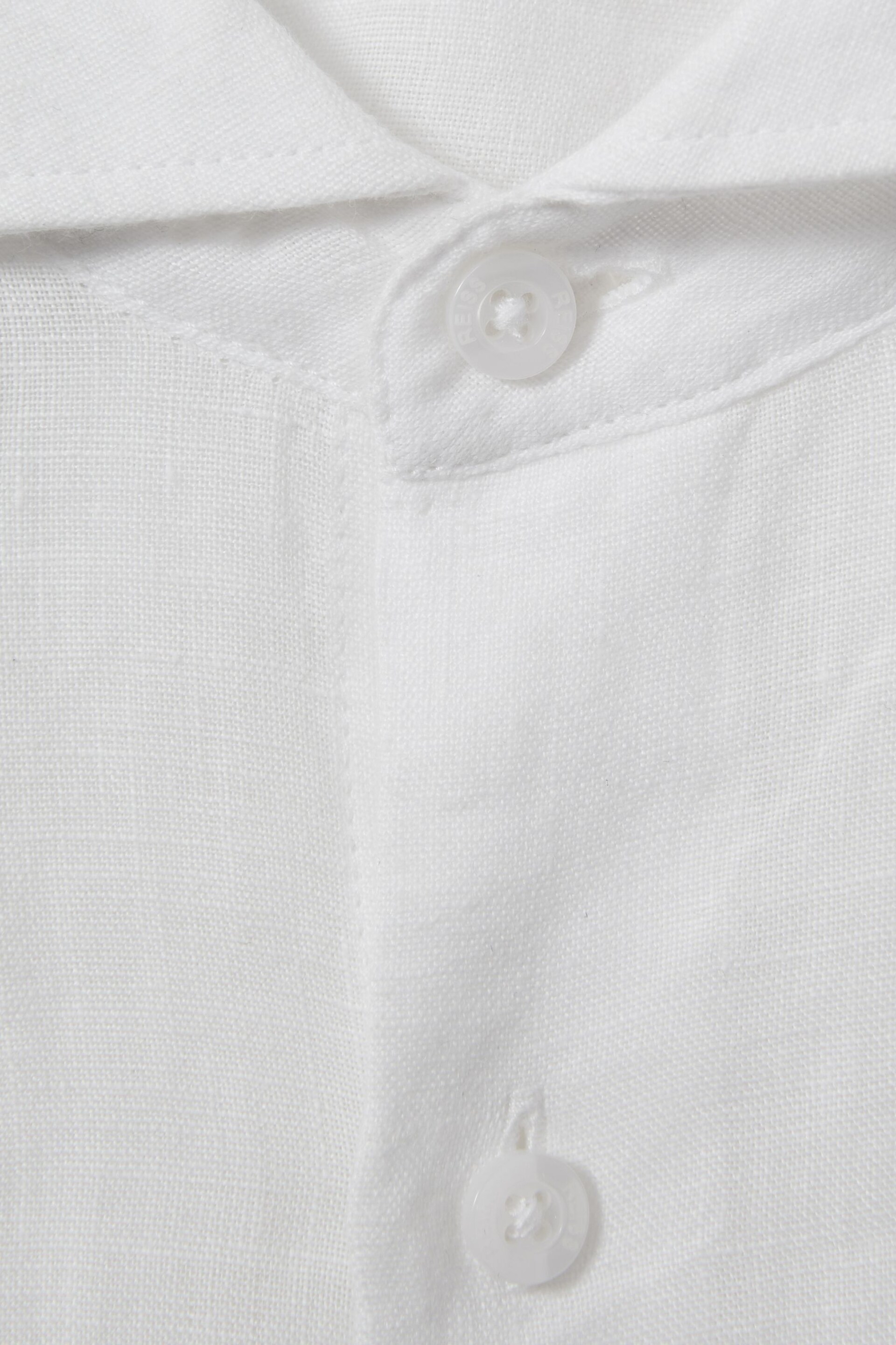 Reiss White Ruban Teen Linen Cutaway Collar Shirt - Image 4 of 5