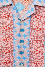 Reiss Orange Multi Pantain Linen Printed Cuban Collar Shirt - Image 6 of 6