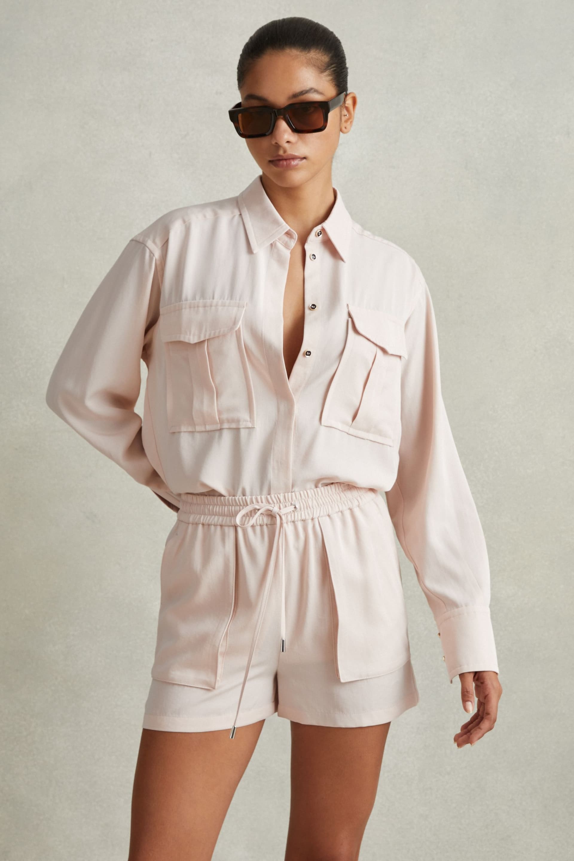 Reiss Nude Isador Lyocell Button Through Shirt - Image 1 of 5