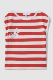 Reiss Red Imogen Junior Cotton Striped Sleeveless Vest - Image 2 of 4