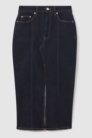 Reiss Indigo Daila High Rise Denim Midi Skirt - Image 2 of 6