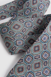 Reiss Sea Green Assisi Silk Medallion Print Tie - Image 3 of 5