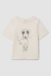 Reiss Ivory Print Yoshy Senior Cotton Print T-Shirt - Image 1 of 4