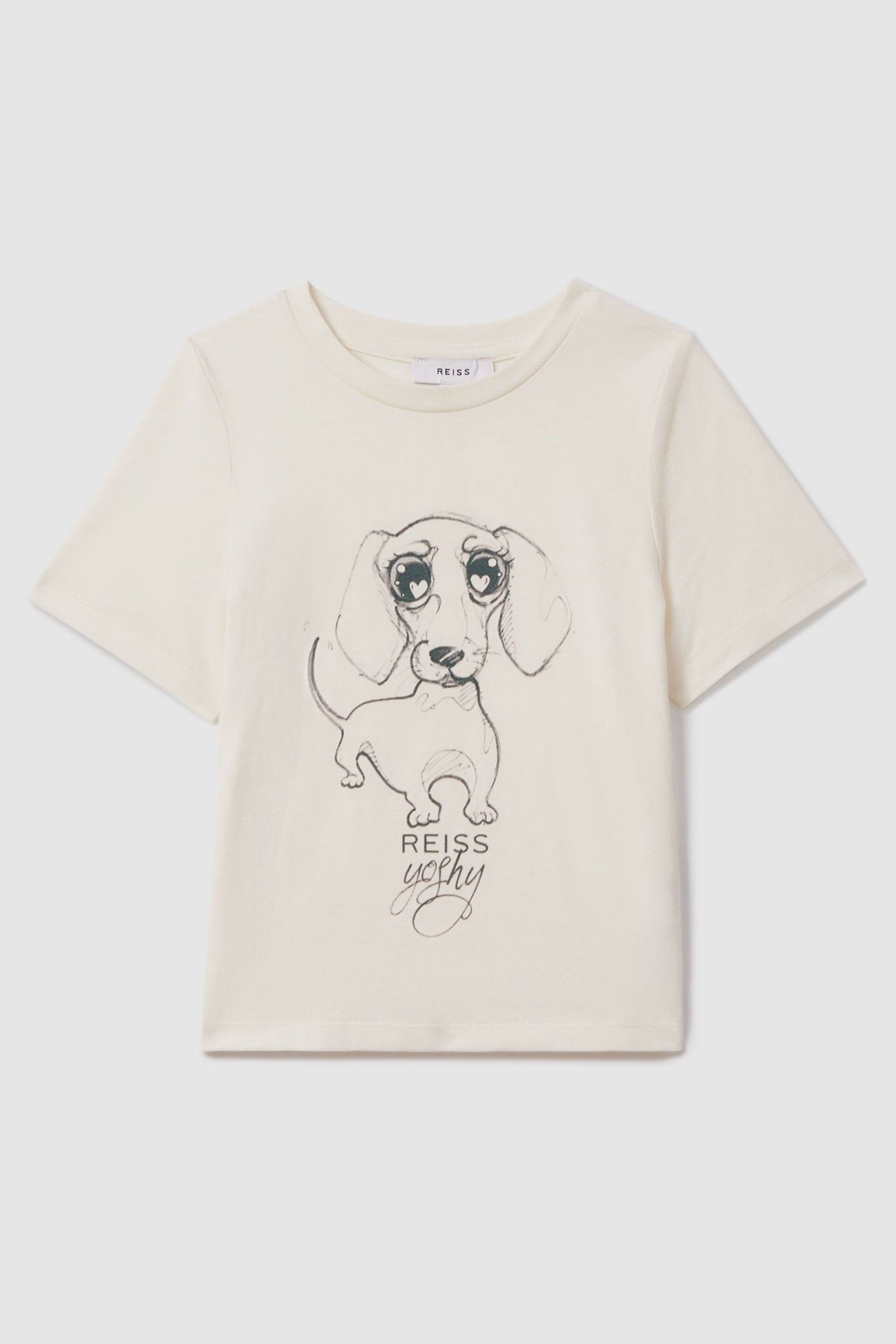 Reiss Ivory Print Yoshy Senior Cotton Print T-Shirt - Image 1 of 4