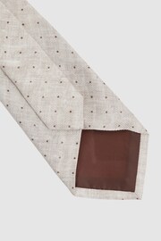 Reiss Oatmeal Melange Lateran Silk Polka Dot Tie - Image 4 of 5