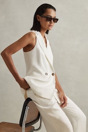 Reiss White Lori Halter Viscose Linen Double Breasted Suit Waistcoat - Image 1 of 6