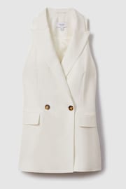 Reiss White Lori Halter Viscose Linen Double Breasted Suit Waistcoat - Image 2 of 6