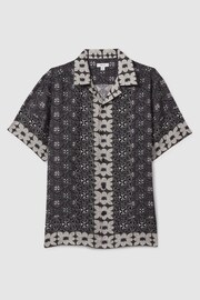 Reiss Black Multi Pantain Linen Printed Cuban Collar Shirt - Image 2 of 5