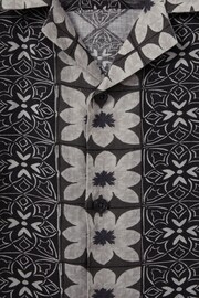Reiss Black Multi Pantain Linen Printed Cuban Collar Shirt - Image 5 of 5
