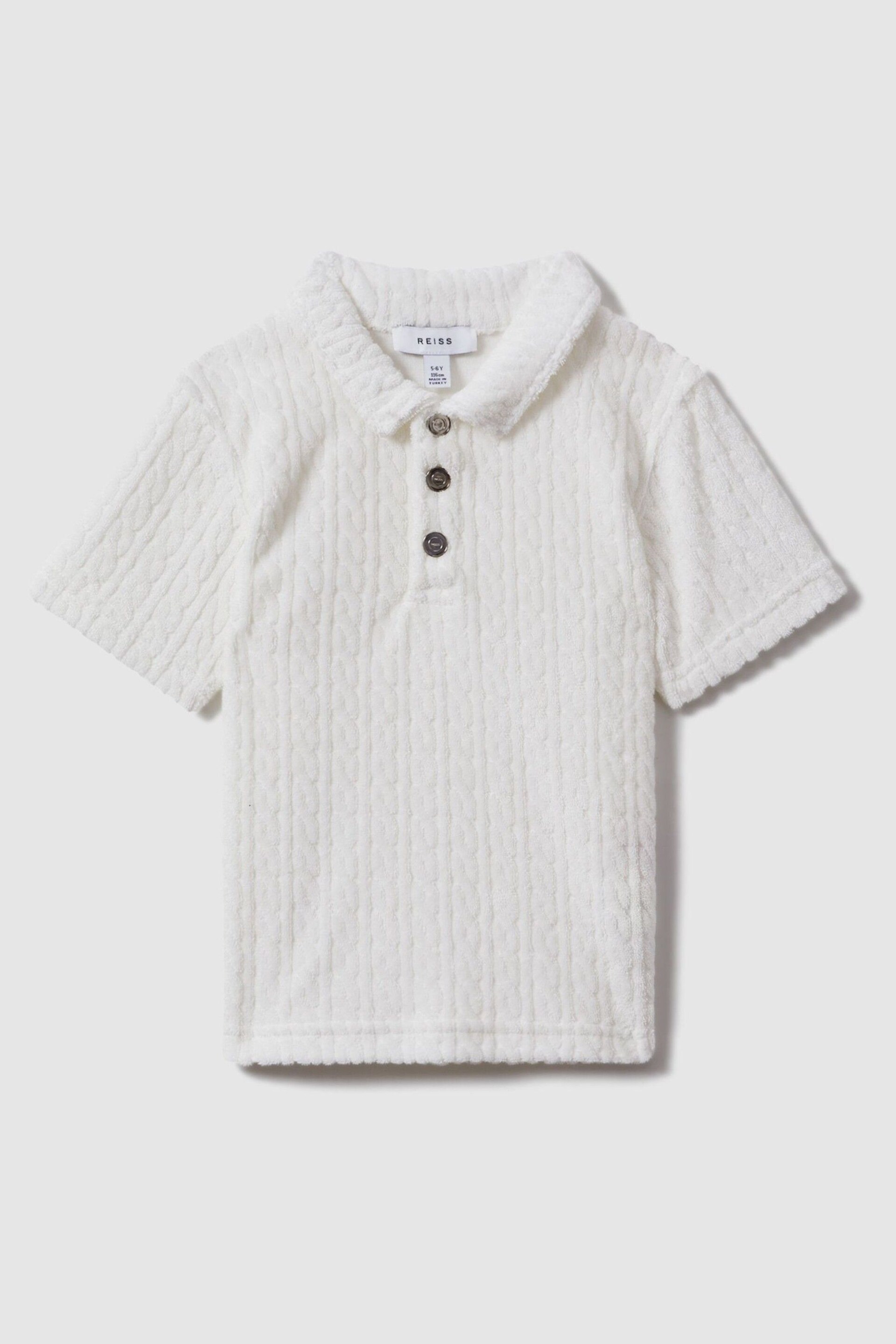Reiss White Iggy Teen Towelling Polo Shirt - Image 1 of 4