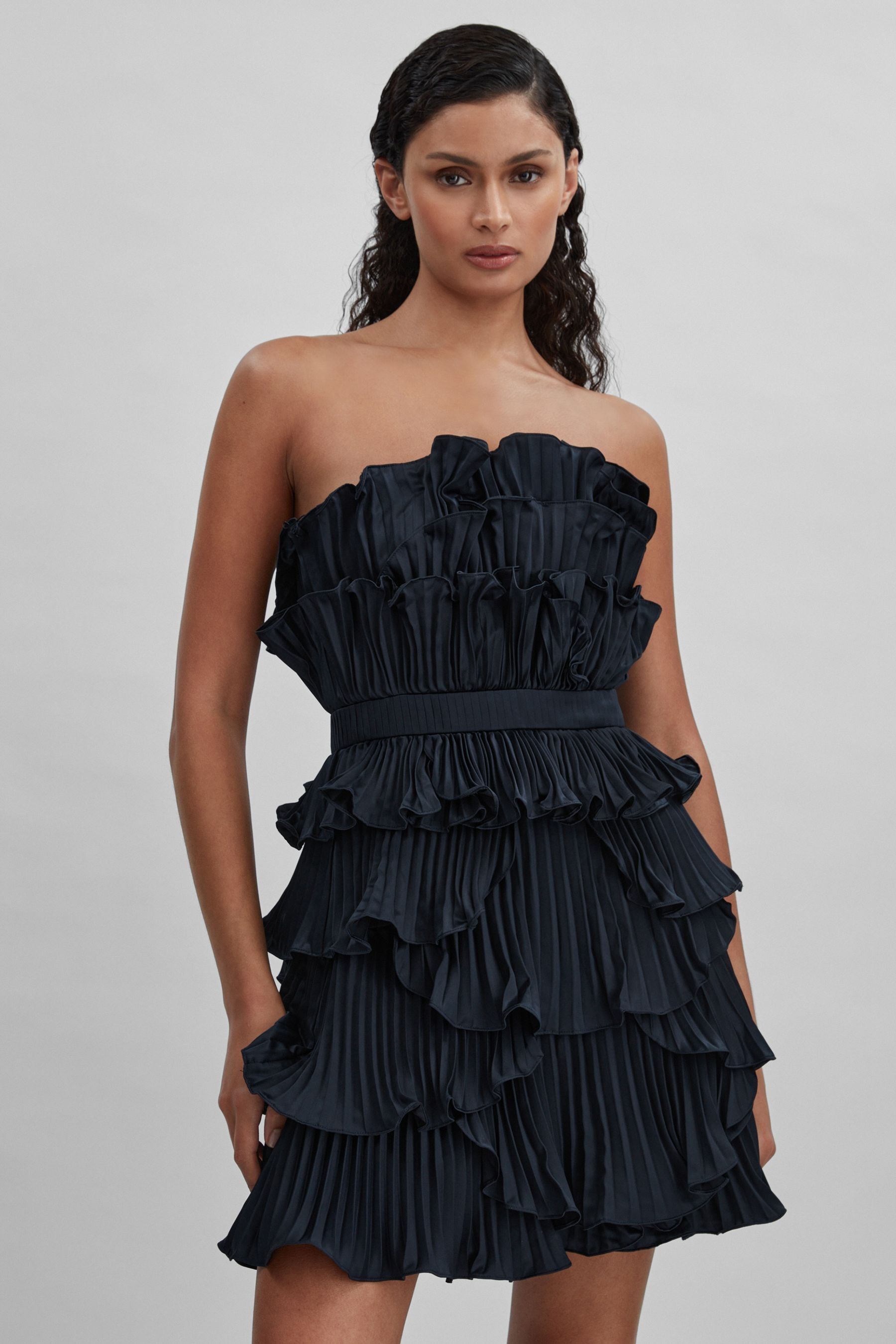 Amur Strapless Ruffle Mini Dress