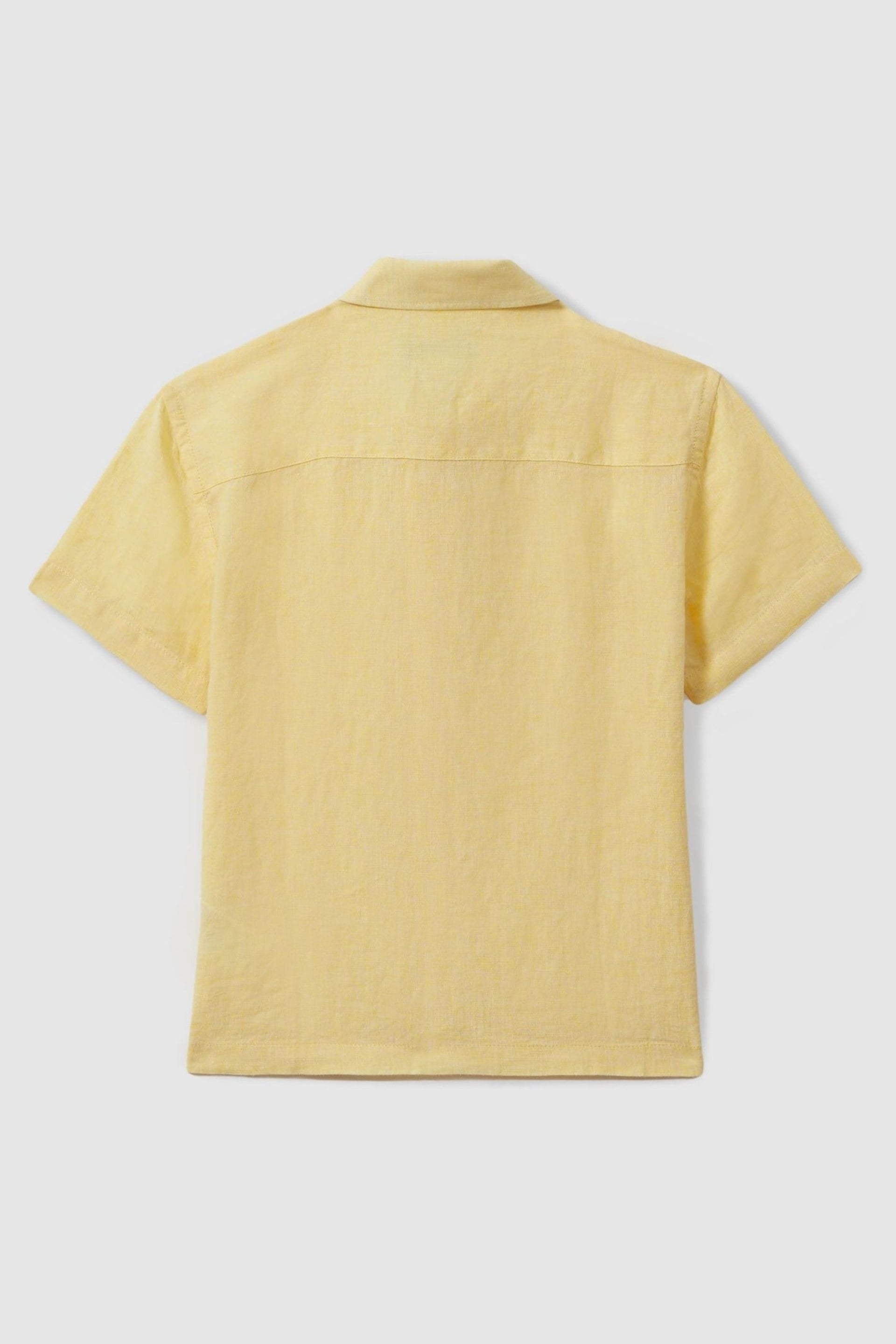 Reiss Melon Holiday Junior Short Sleeve Linen Shirt - Image 2 of 3