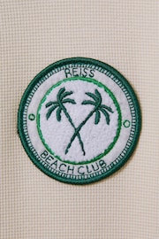 Reiss Ecru/Green Ark Senior Textured Cotton Baseball Shirt - Image 4 of 4