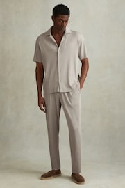 Reiss Silver Chase Ribbed Cuban Collar Shirt - Image 3 of 6