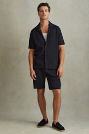Reiss Navy Conor Ribbed Elasticated Waist Shorts - Image 4 of 5