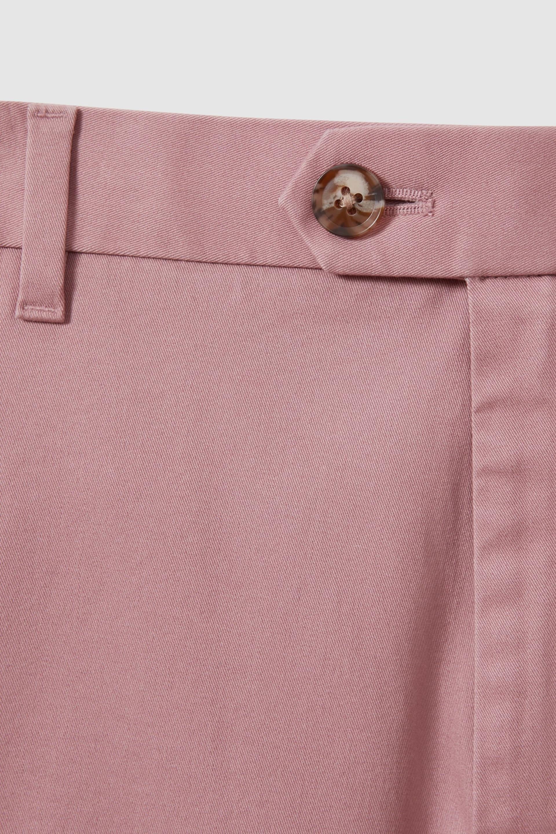 Reiss Dusty Pink Wicket Modern Fit Cotton Blend Chino Shorts - Image 7 of 7