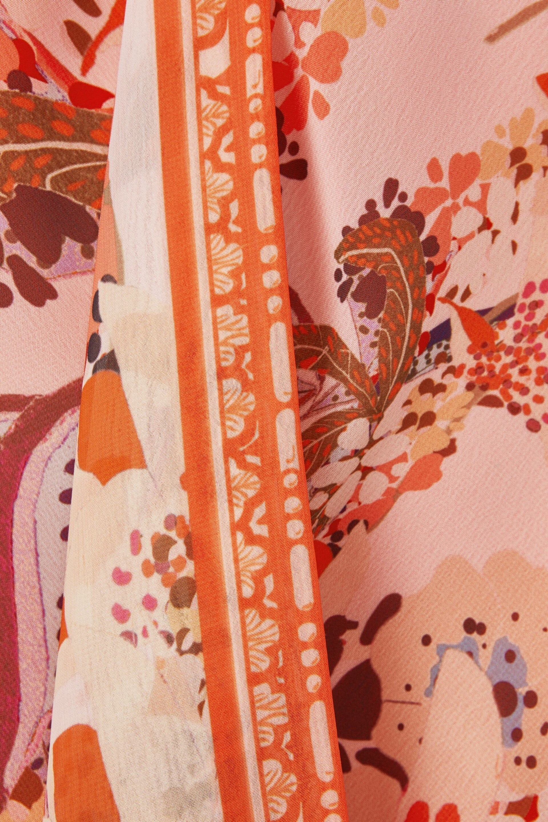 Reiss Pink Print Akari Teen Printed Draped Halter Neck Dress - Image 4 of 4