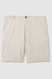 Reiss Ecru Stripe Ezra Cotton Linen Blend Internal Drawstring Shorts - Image 2 of 6