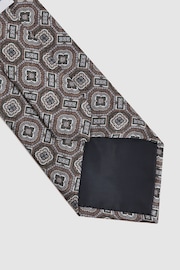 Reiss Tobacco Assisi Silk Medallion Print Tie - Image 4 of 5