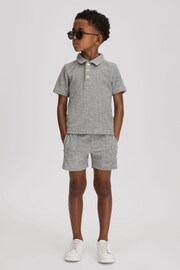 Reiss Soft Grey Fletcher Teen Towelling Drawstring Shorts - Image 2 of 4