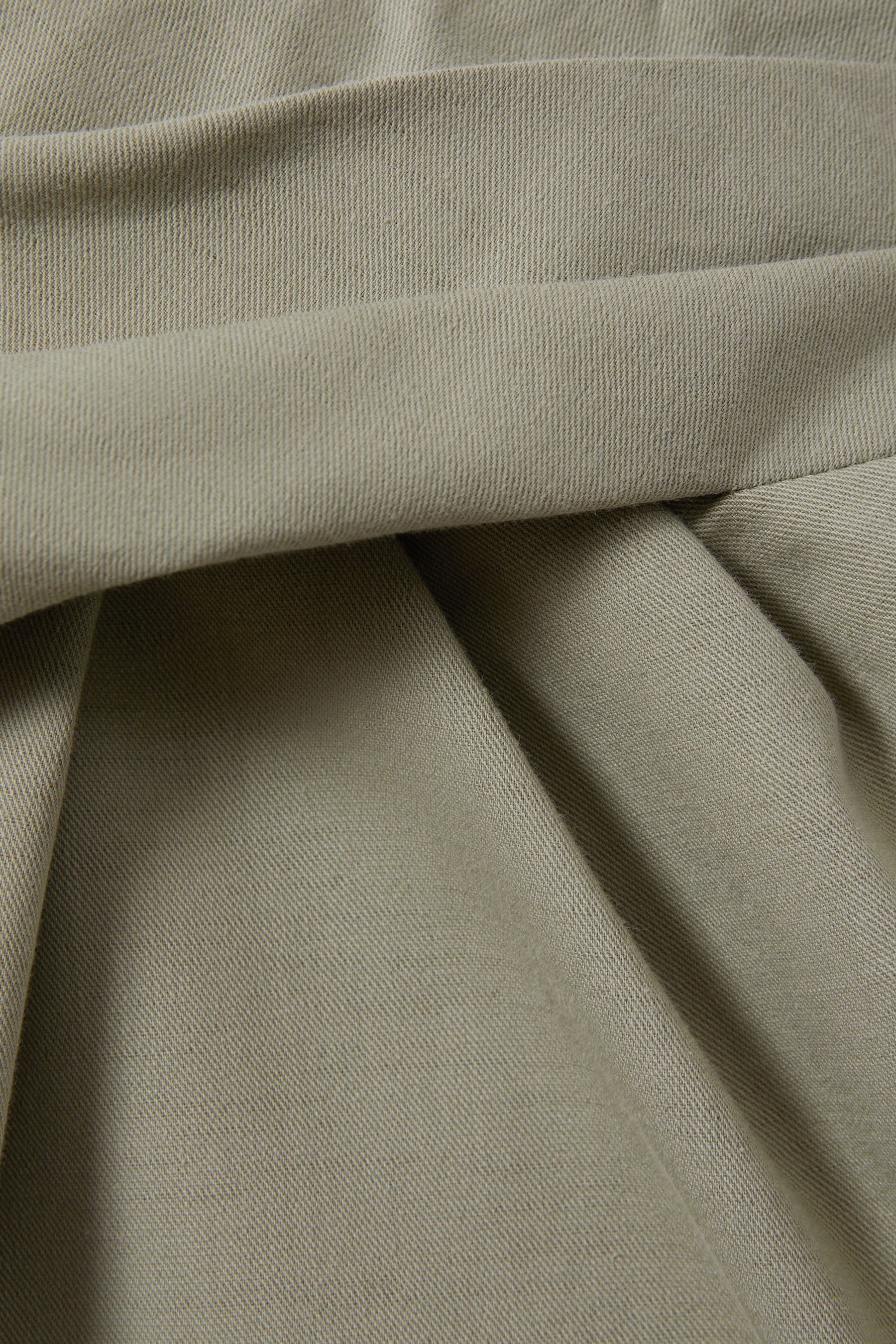 Buy Reiss Khaki Nadia Cotton Blend Wrap Front Midi Skirt from Next Luxembourg