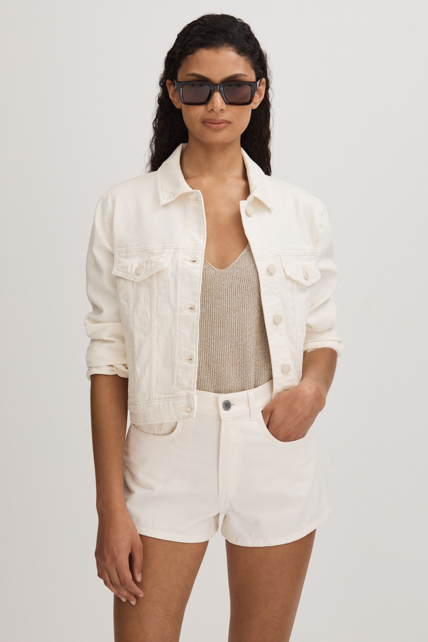 Good American Cloud White Good American Denim Jacket