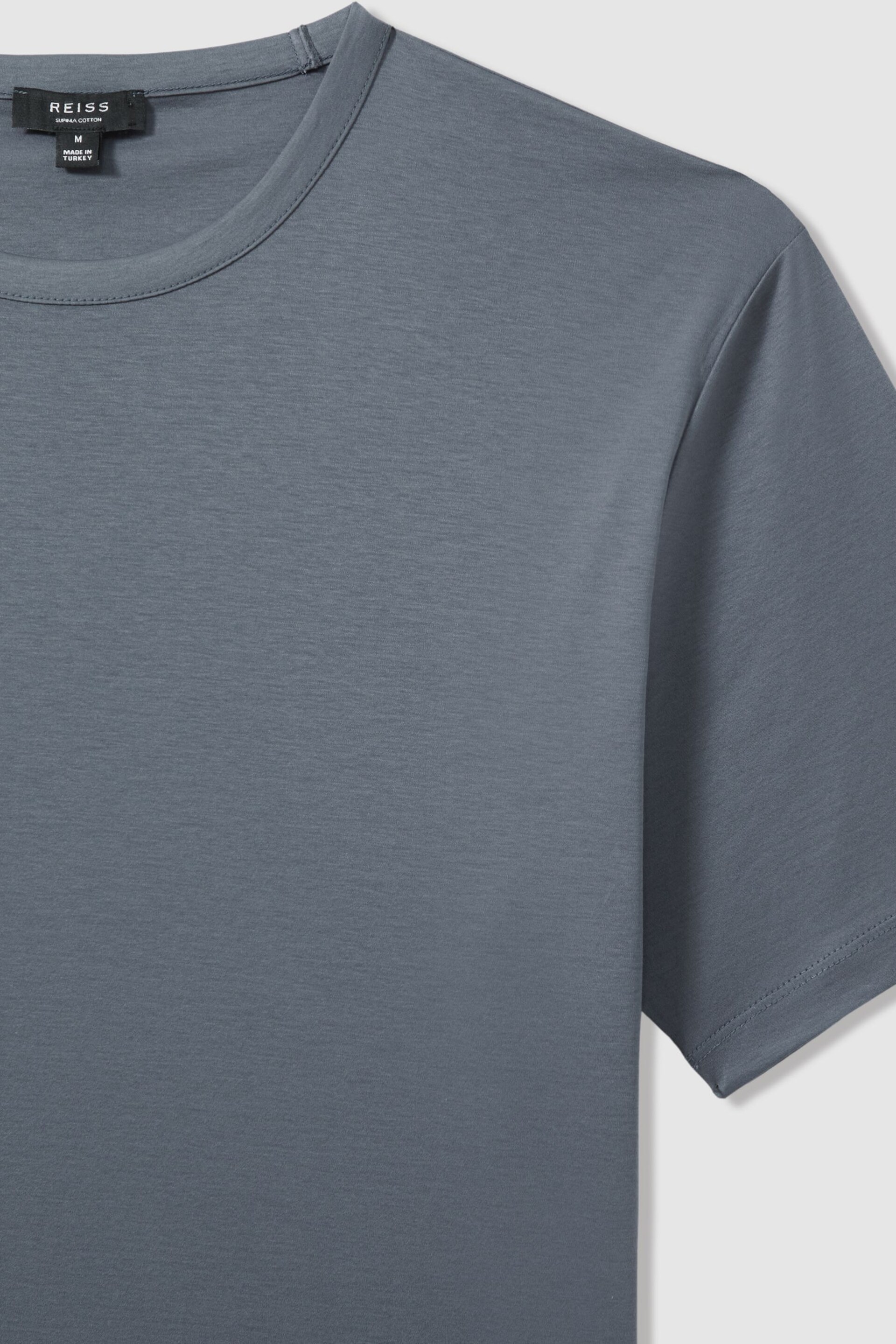 Reiss Airforce Blue Capri Cotton Crew Neck T-Shirt - Image 5 of 5