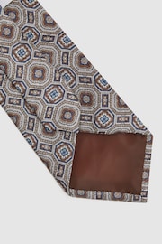 Reiss Grey Multi Assisi Silk Medallion Print Tie - Image 4 of 5